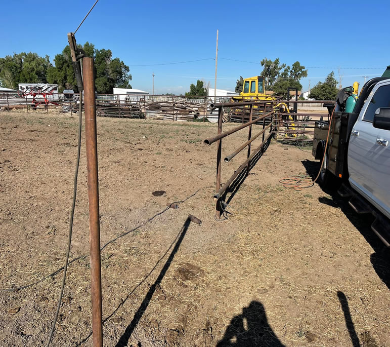 2 3/8" Pipe Arena Construction on Site. Construction by Integrity Welding Service LLC, servicing the Front Range of Colorado.